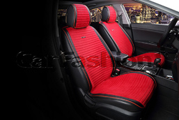 Накидки на сиденья Premium комплект 2 шт (Красный/черный)