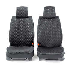 Накидки универсальные каркасные на передние сиденья (Черный/Серый)